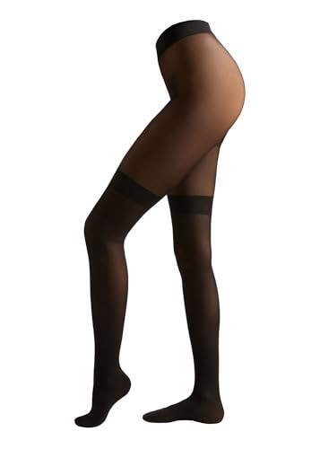CALZEDONIA Woman's Longuette Effect Tights in Black, Size M/L | Amazon (US)