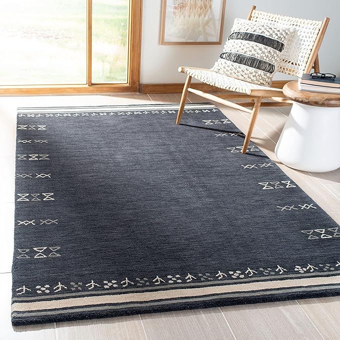 SAFAVIEH Himalaya Collection Accent Rug - 3' x 5', Charcoal, Handmade Boho Tribal Wool, Ideal for... | Amazon (US)