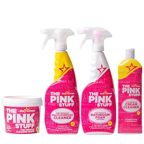 Stardrops - The Pink Stuff - Miracle Cleaning Ultimate Bundle – Paste, Multi-Purpose Spray, Bathroom Foam Spray, and Cream Cleaner – Ideal for Kitchens, Bathrooms, Outdoors, and More | Amazon (US)