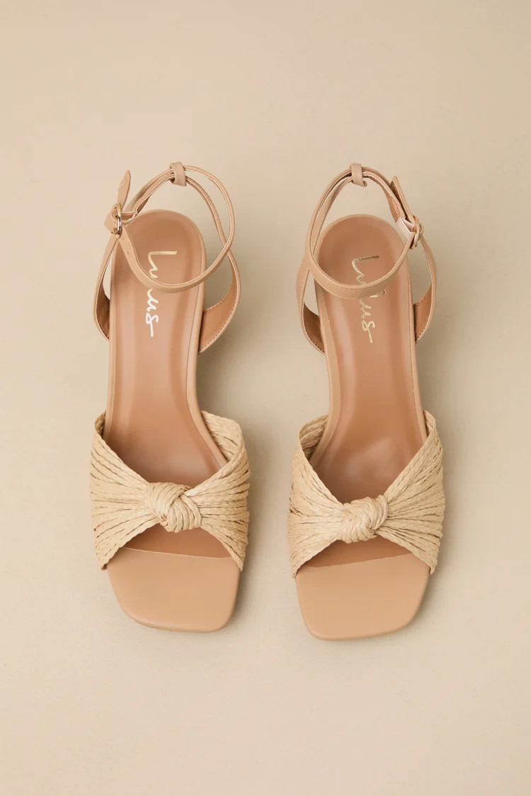 Jaylea Natural Knotted Ankle Strap High Heel Sandals | Lulus