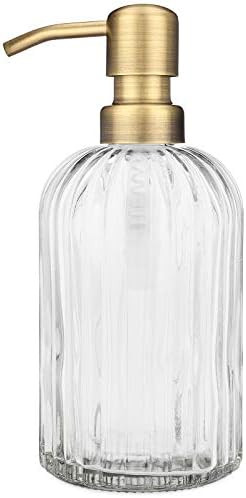 Rail19 Fluted Glass Nouveau Soap Dispenser with Metal Soap Pump - Lotion & Liquid Hand Soap for K... | Amazon (US)