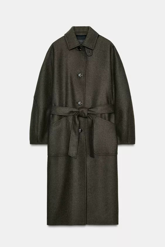 WOOL COAT WITH PUFF SLEEVES AND CONTRAST COLLAR | Zara US