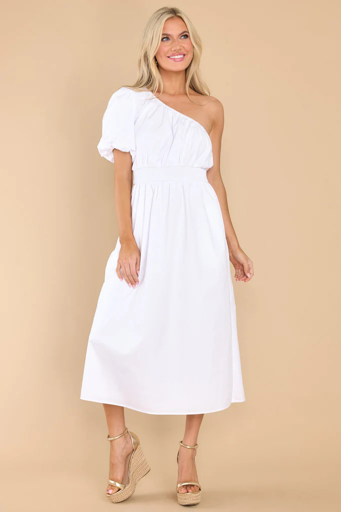 Eternal Beauty White Midi Dress | Red Dress 