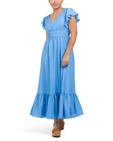 Flutter Sleeve Smocked Waist Maxi Dress  | Marshalls