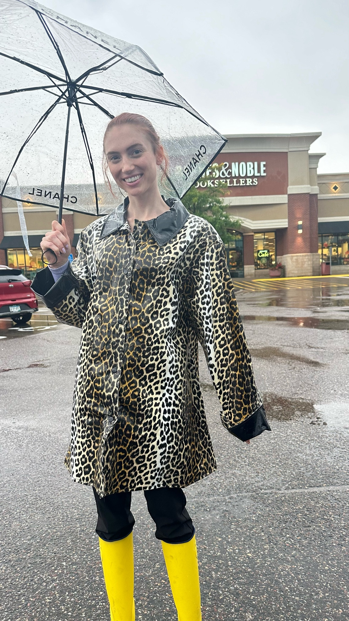 Rainy book run 
Leopard rain jacket 
Rain boots 

#LTKFindsUnder100 #LTKFallSale #LTKBacktoSchool