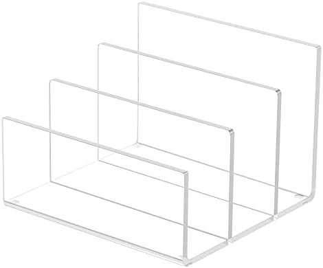 Acrylic File Sorter, Desk Organizer File Holder, Clear, 9"x6.5"x6.5", 3 Sections | Amazon (US)