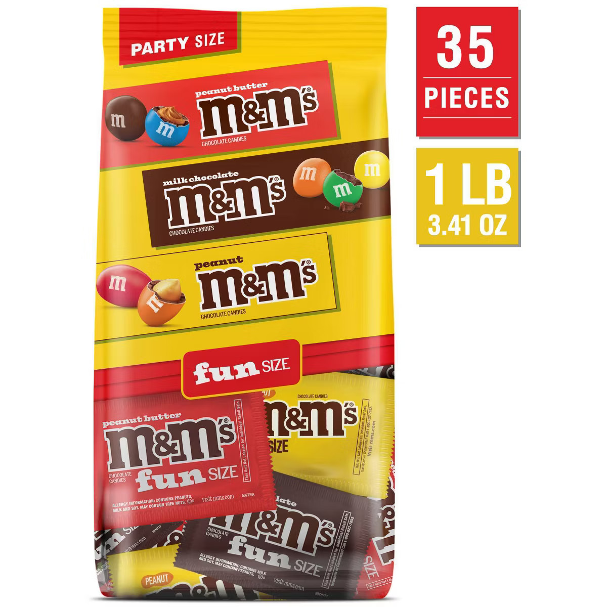 M&M's Milk Chocolate, Peanut & Peanut Butter Candy Fun Size Variety Pack, Party Size - 19.41 Oz B... | Target