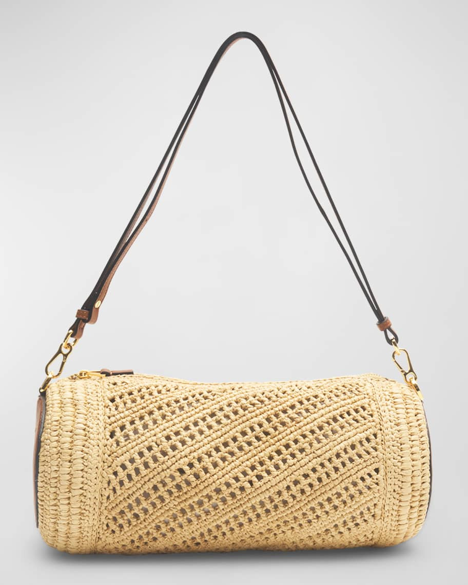 Loewe x Paula’s Ibiza Bracelet Pouch in Raffia with Leather Strap | Neiman Marcus