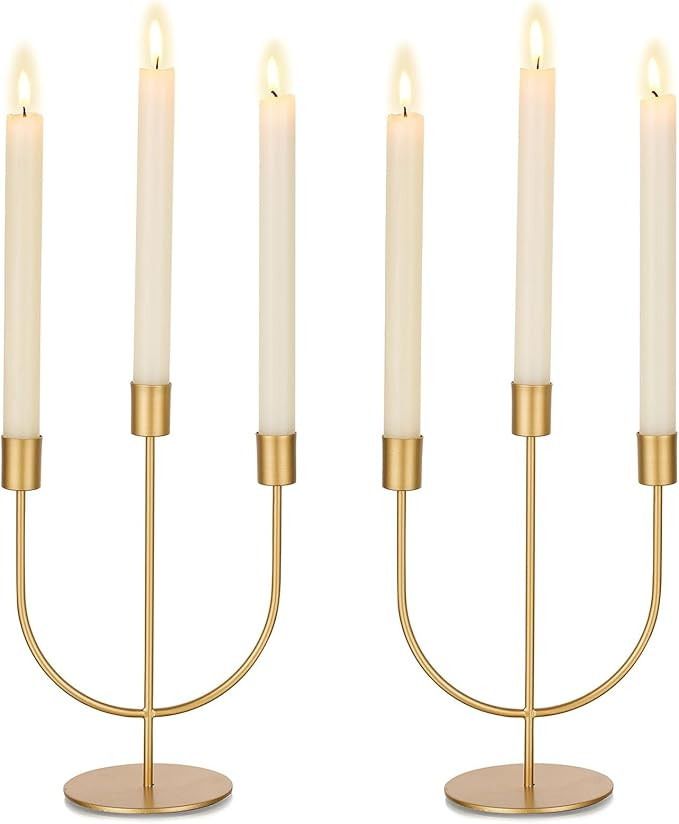 Sziqiqi Gold Candle Holders Candelabra - Candlestick Holder Centerpiece for Tables Taper Candle H... | Amazon (US)