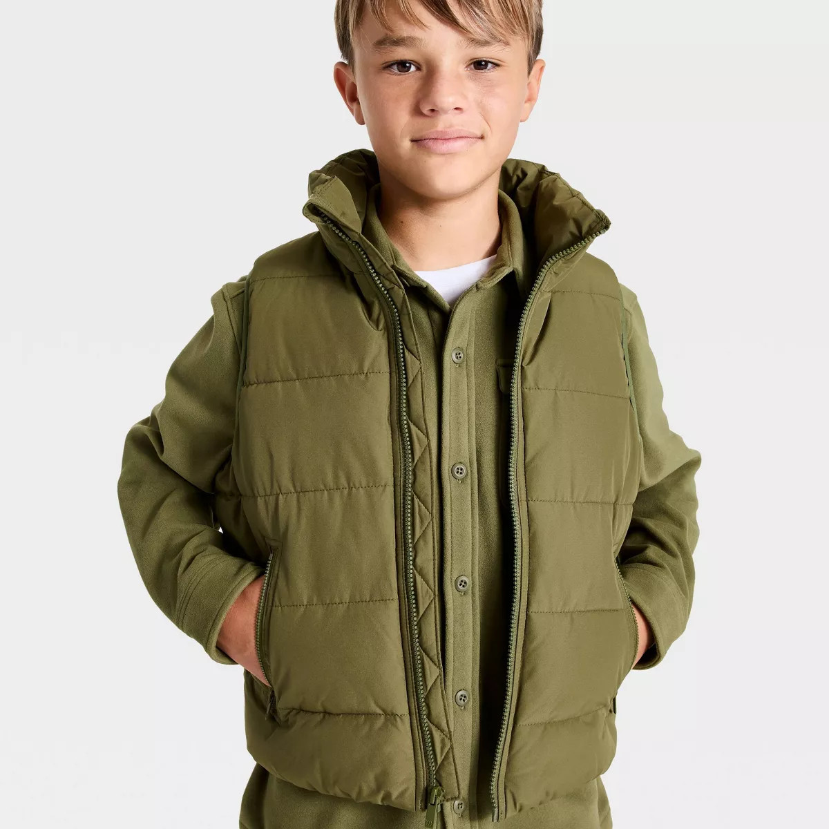 Boys' Puffer Jacket - All In Motion\u2122 Olive Green M | Target