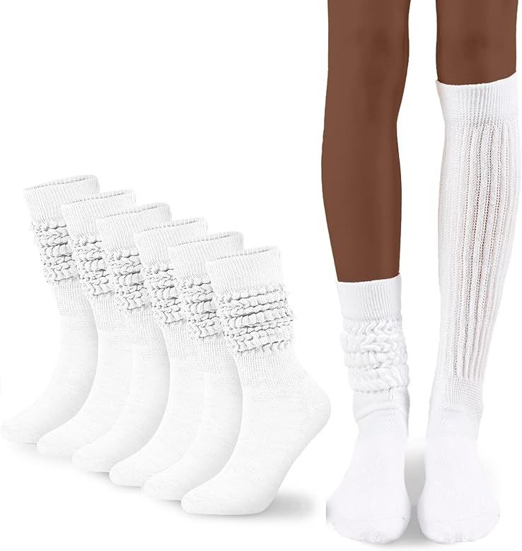FLYDO Womens Slouch Sock Scrunch Socks Soft Long Boot Socks for Women Stacked High Sock 2-3 PACK | Amazon (US)