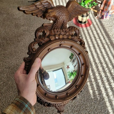 Vintage Syroco Federal Eagle Convex Mirror 16"x10" Wood Finish | eBay AU