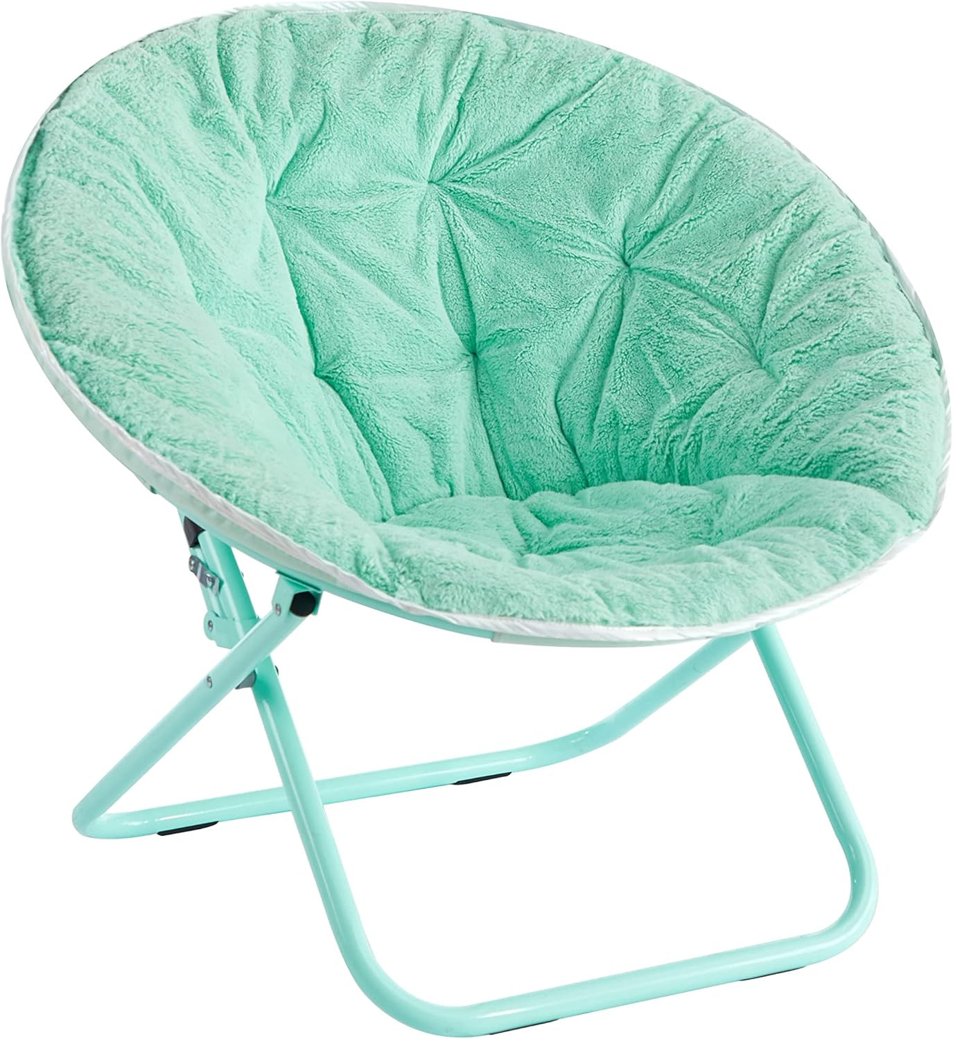 Urban Shop Faux Fur with Holographic Trim Foldable Saucer Chair, Teal | Amazon (US)