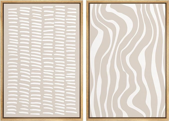 SIGNWIN Framed Canvas Print Wall Art Set Tan White Geometric Stripe Collage Abstract Shapes Illus... | Amazon (US)