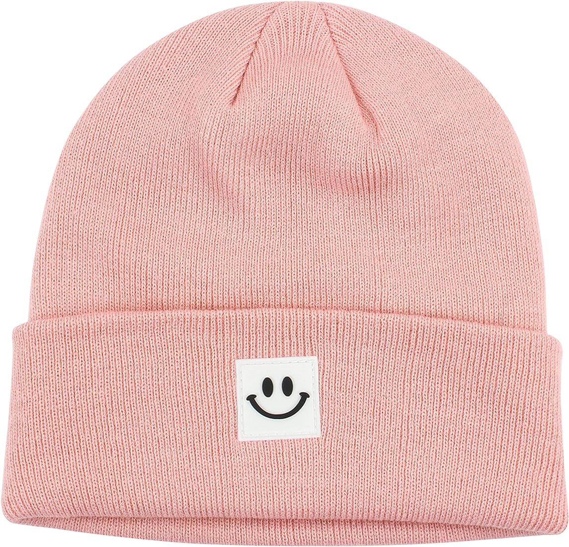 Muryobao Toddler Kids Girls Boys Winter Knitted Hat Warm Beanie Cuffed Winter Skull Cap with Smil... | Amazon (US)