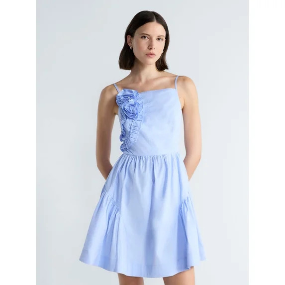 Free Assembly Women's and Women's Plus Cotton 3D Floral Mini Dress, Sizes 0-26W | Walmart (US)