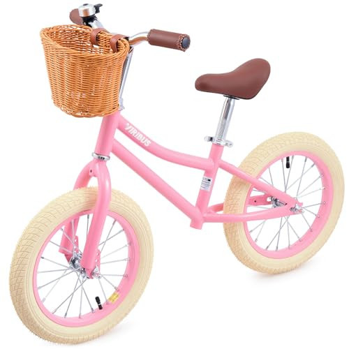 Viribus Balance Bike, 14 inch Balance Bike for 3+ 4 5 6 7 Year Old with Basket for Big Kids, Kids Balance Bikes Girl with Rubber Tire, Carbon Steel Frame, Outdoor Toy Pink 66 lb. | Amazon (US)