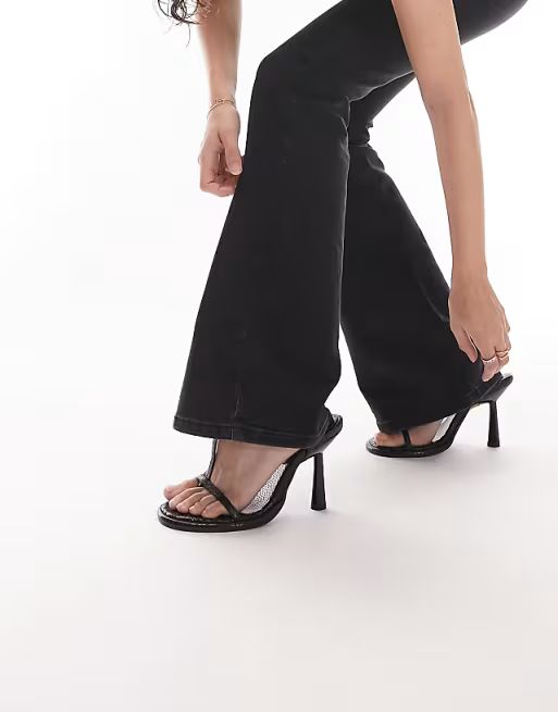 Topshop Joni flare recycled cotton blend jeans in washed black | ASOS (Global)