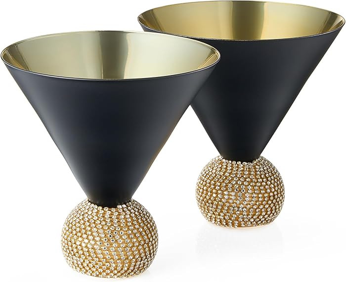 Diamond Studded Martini & Cocktail Glasses Set of 2, Rhinestone Diamonds Stemless Crystal Ball Ba... | Amazon (US)
