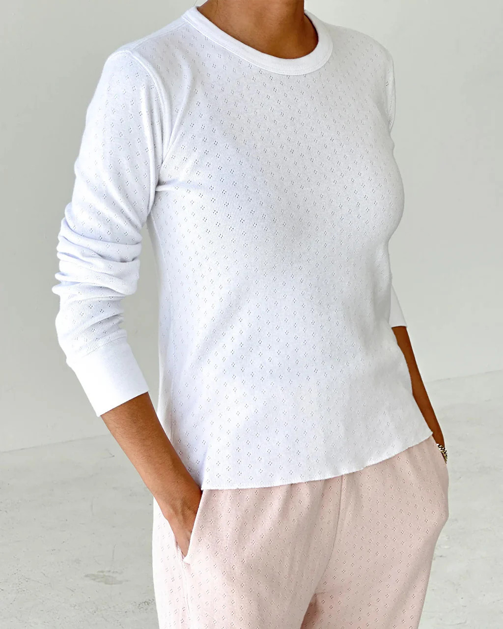 Pointelle Fundamental Tee - Snow White | ban.do