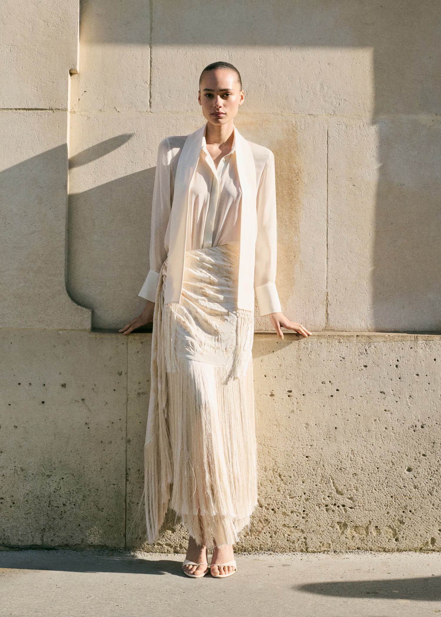 Pareo-style skirt with embroidered fringe - Women | MANGO USA | Mango (US/MX/AU)