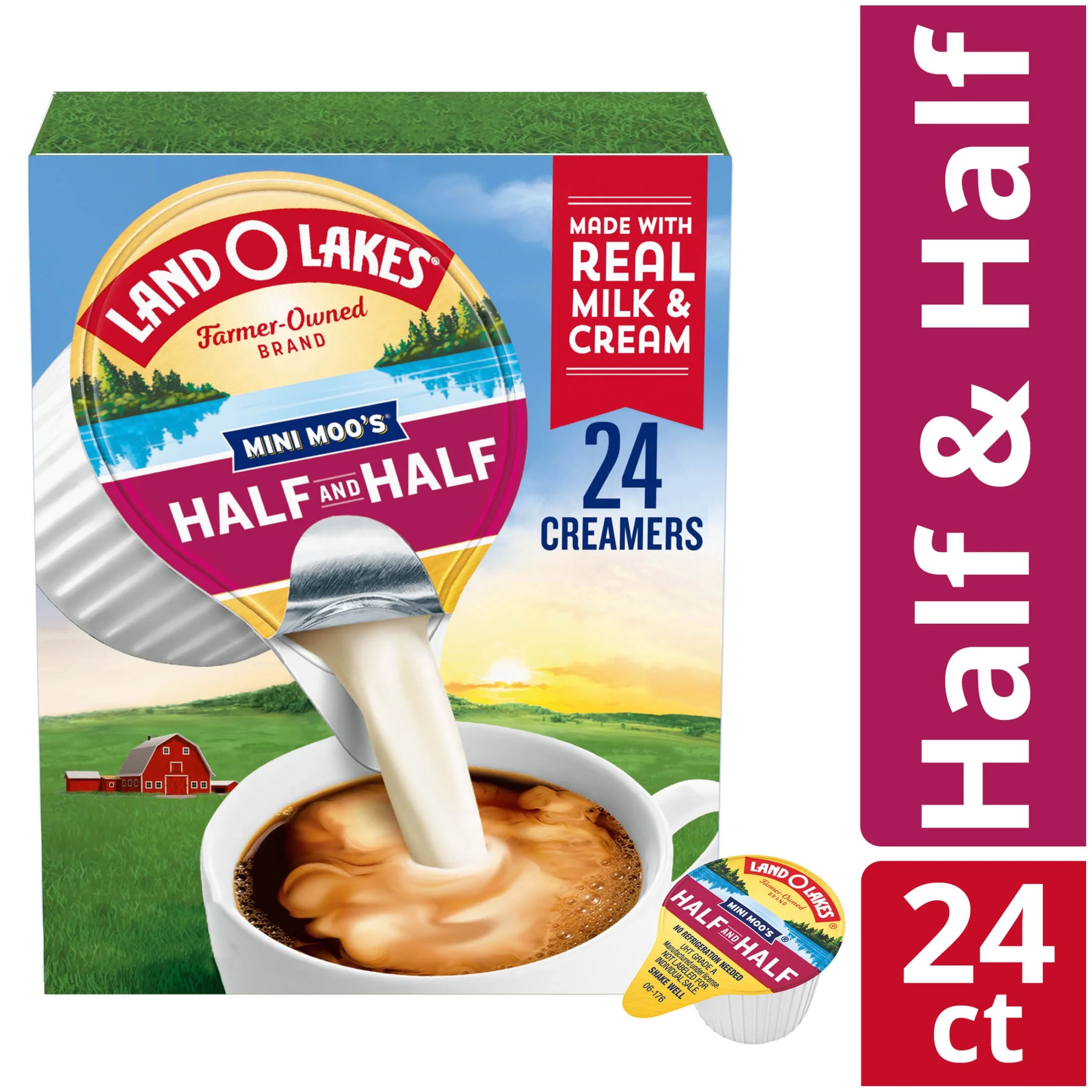 Land O Lakes Mini Moo\u2019s Half And Half Creamer Singles, 24 Count - Walmart.com | Walmart (US)