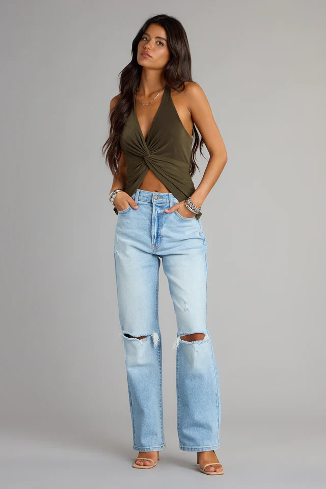 High-Rise Distressed Boyfriend Jeans | Windsor Stores