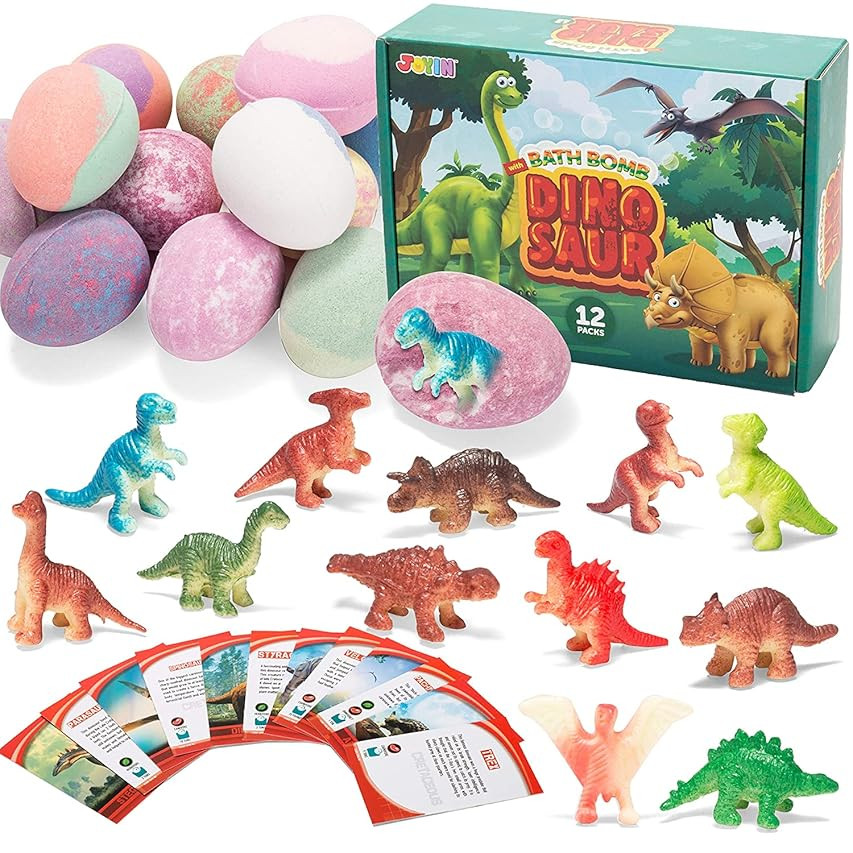 JOYIN 12 Pack Bath Bombs for Kids with Dinosaur Toys, Bubble Bath Bombs with Surprise Toy Inside, Na | Amazon (US)