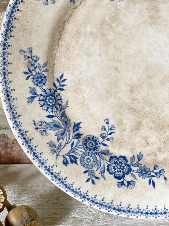 A French Antique Ironstone Blue and White Footed Cake Stand or - Etsy UK | Etsy (UK)