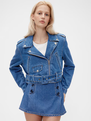 GapStudio Cropped Denim Moto Jacket | Gap (US)