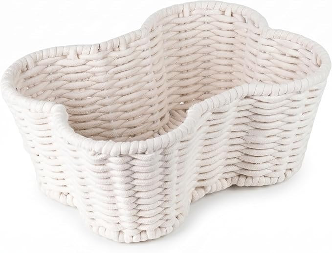 Dog Toy Basket, Handmade Dog Toy Bin, Bone Shaped Pet Organizer, Cat Storage Box (Cotton Rope, 17... | Amazon (US)