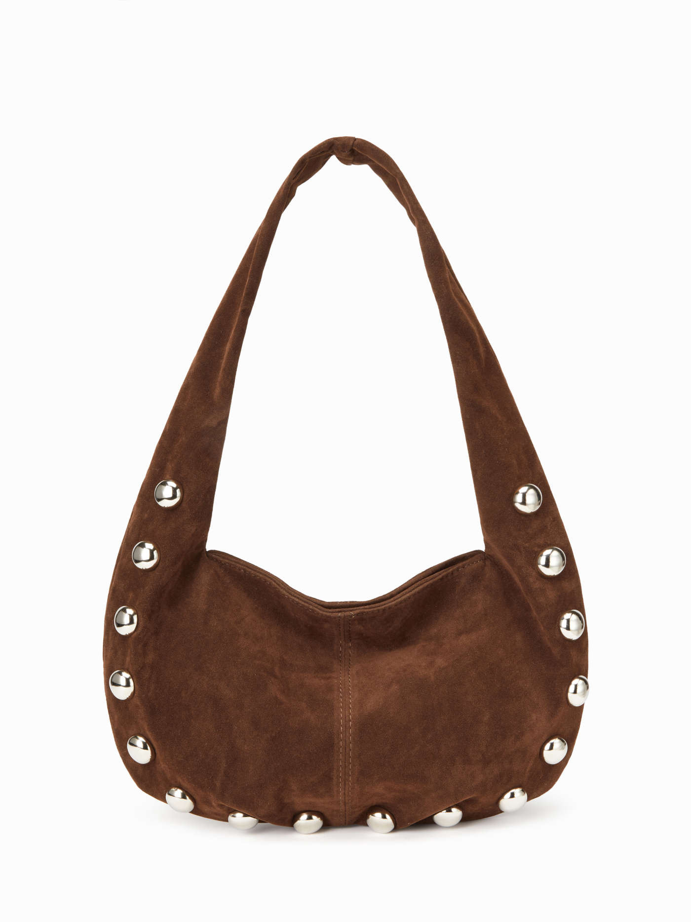 STUDDED FAUX SUEDE SHOULDER BAG | Cider