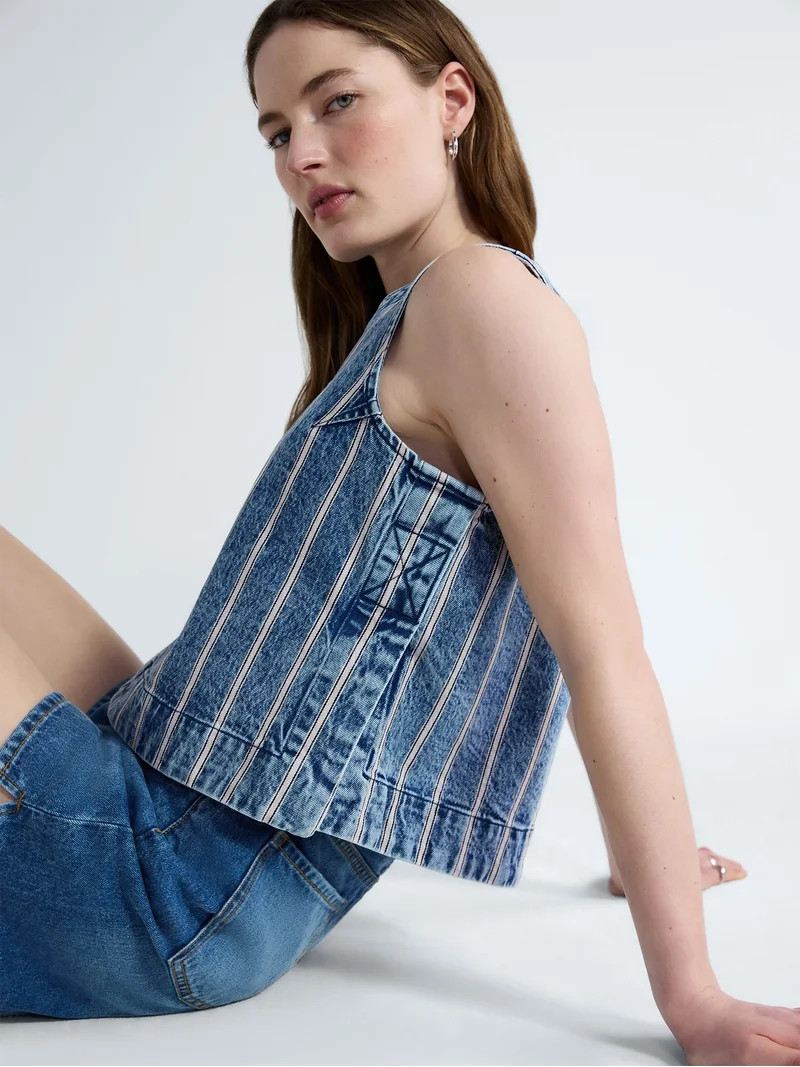 Free Assembly Women's Cropped Sleeveless Denim Top, Sizes XS-XXL | Walmart (US)
