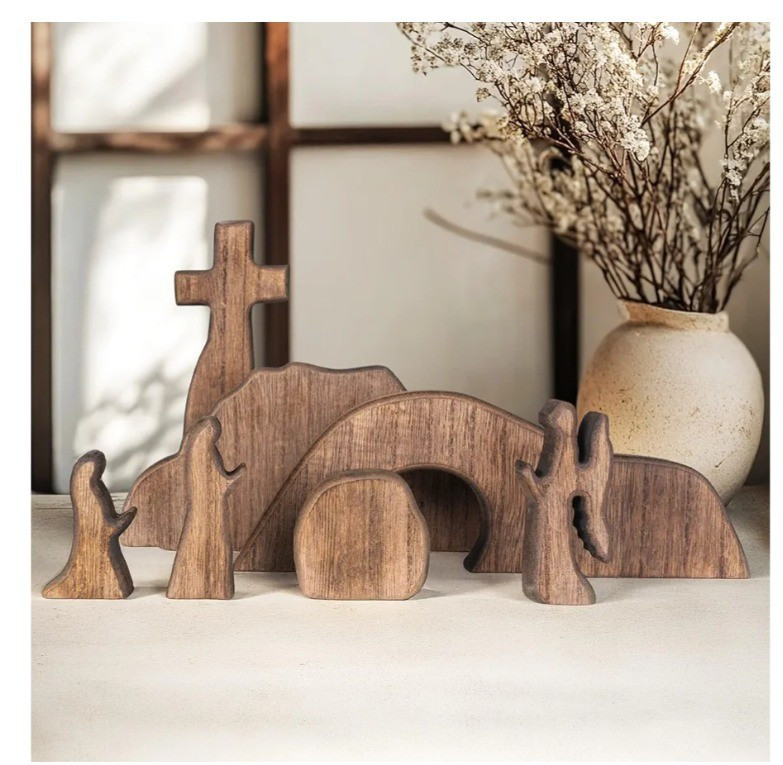 NEROSUN Empty Tomb Easter Scene and Cross Decoration, Wooden Easter Resurrection Scene Cross Jesus Tomb Tray Set, Jesus Nativity Scene

#LTKSeasonal #LTKHome #LTKSaleAlert