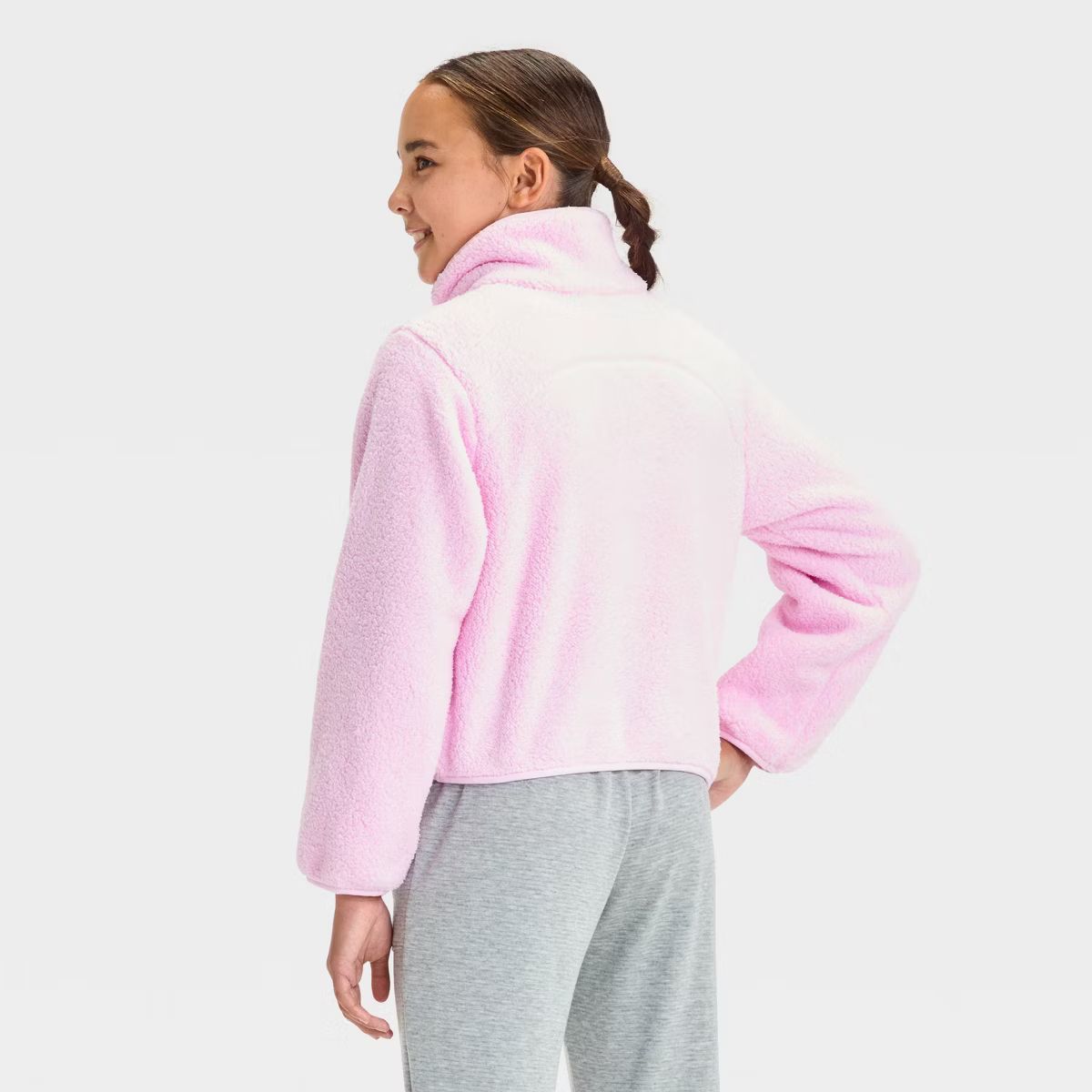 Girls' Faux Shearling Fleece Pullover Sweatshirt - All In Motion™ | Target