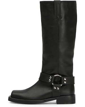FIFSY Women's Knee High Boots Slip On Riding Boots Buckle Boots for Women Sexy Squared Toe Low Ch... | Amazon (US)