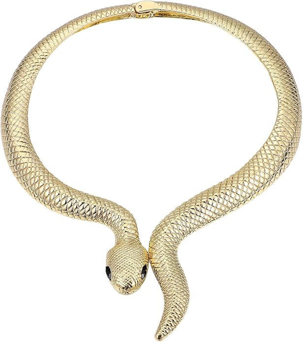 Vaguelly Retro Exaggerated Necklace Gold Snake Choker Alloy Jewelry for Halloween Costume Parties... | Amazon (US)