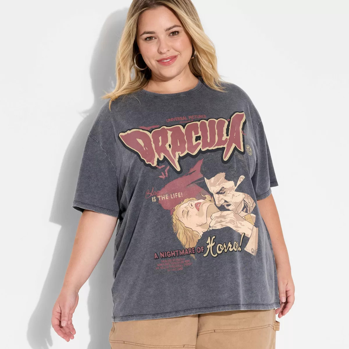 Women's Dracula Oversized Short Sleeve Graphic T-Shirt - Washed Black | Target
