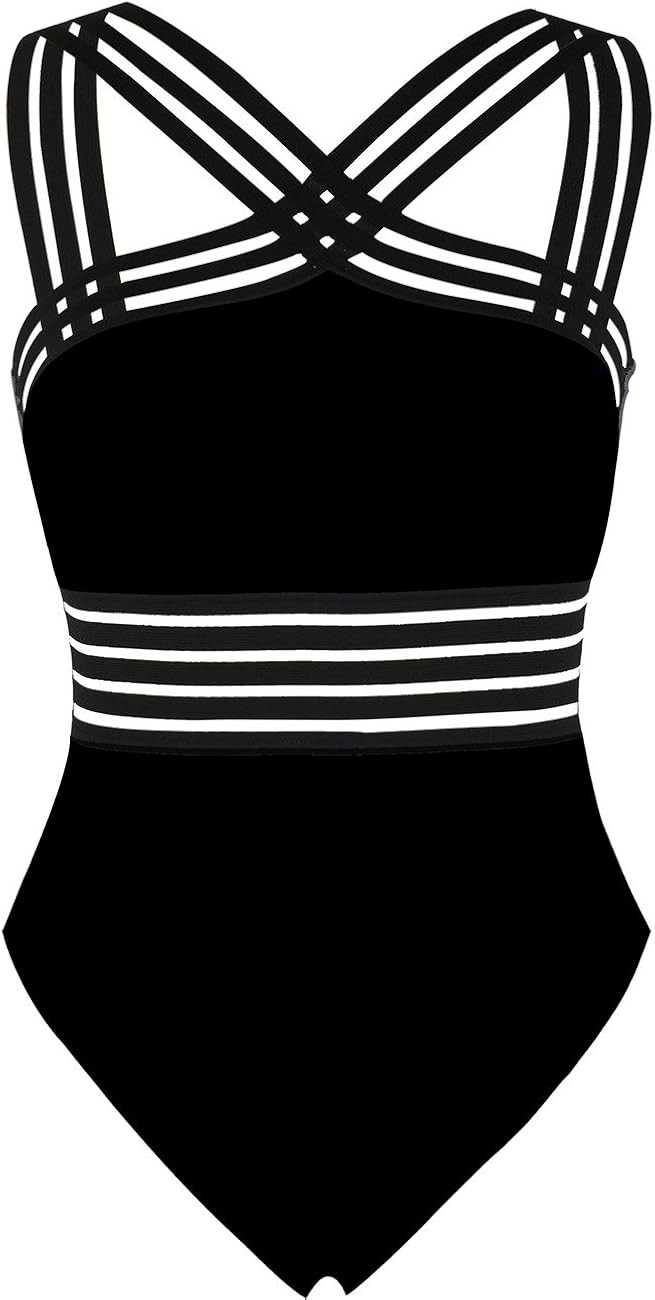 Hilor Women's One Piece Swimwear Front Crossover Swimsuits Hollow Bathing Suits Monokinis | Amazon (US)