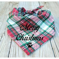 Handmade Christmas Plaid Dog Bandana Red & Black Buffalo Check | Etsy (US)