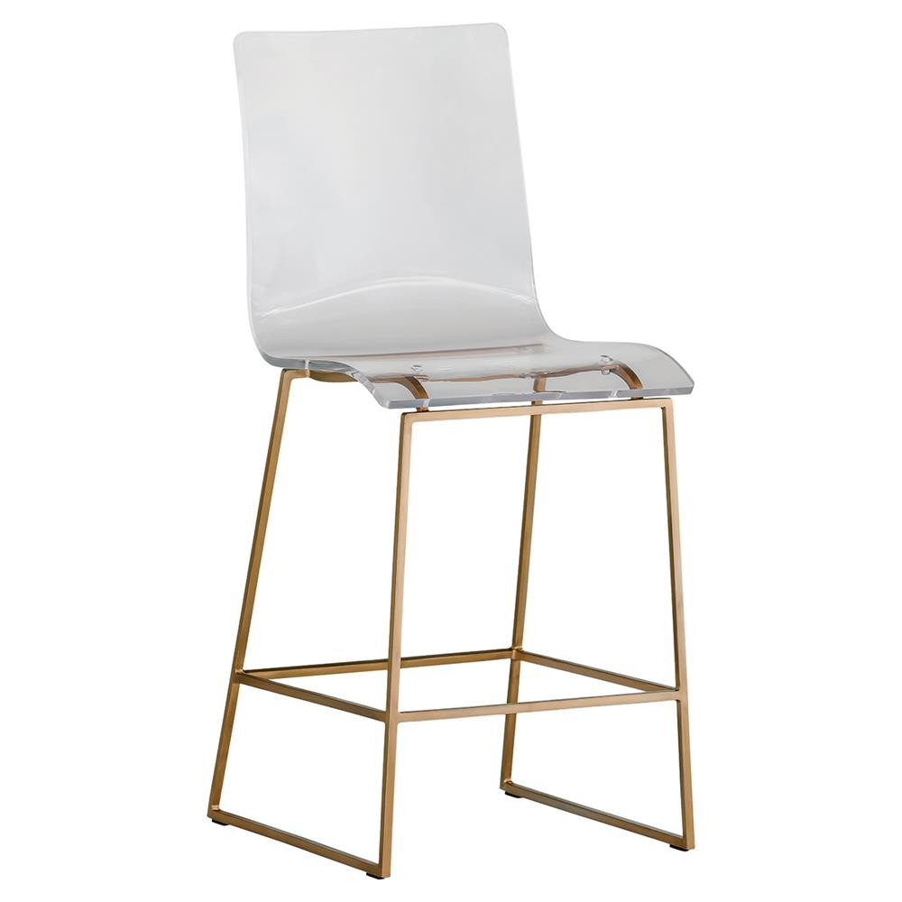 Gabby King Modern Clear Acrylic Seat Antique Gold Base Counter Stool | Kathy Kuo Home