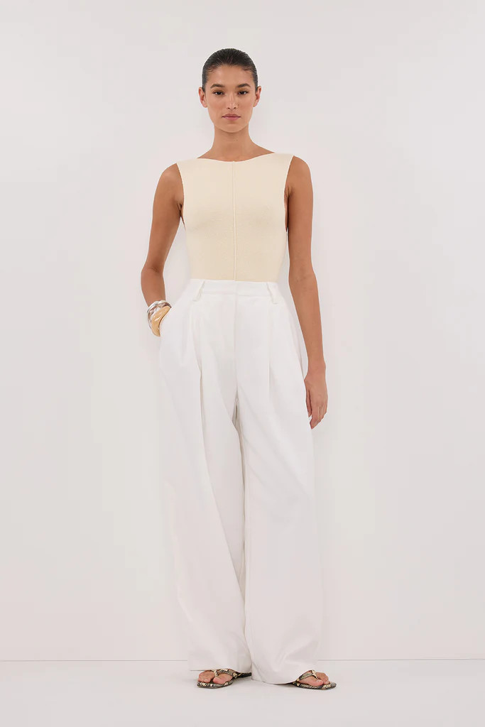 OWEN CREAM BOAT NECK TOP | DISSH