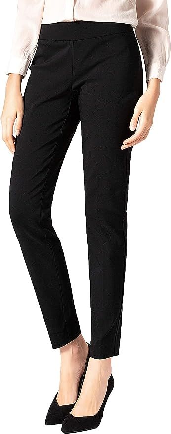 SATINATO Women's Straight Pants Stretch Slim Skinny Solid Trousers Casual Business Office (12, Zi... | Amazon (US)