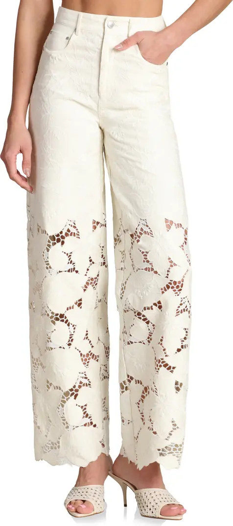 High Waist Embroidered Lace Cotton Pants | Nordstrom