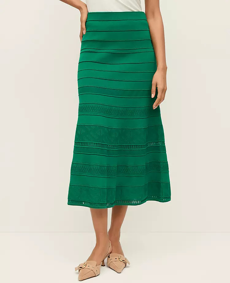 Pointelle Mixed Stitch Sweater Skirt | Ann Taylor
