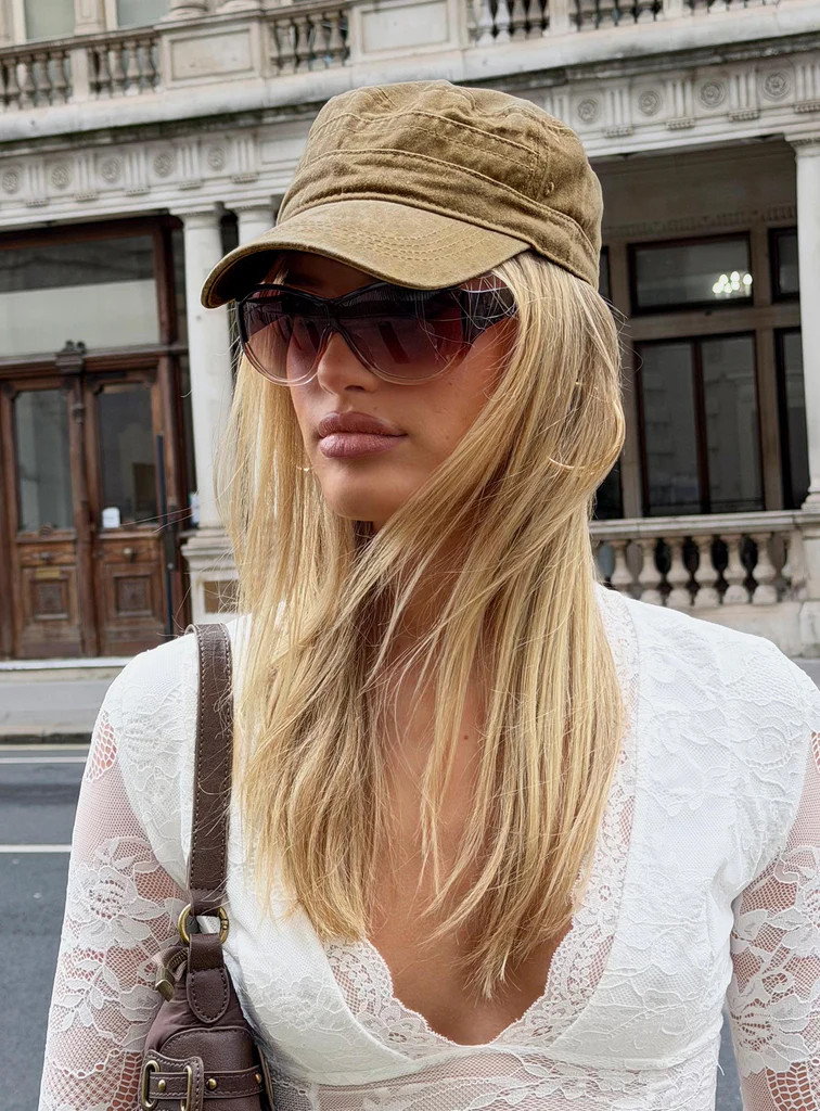 Odera Military Cap Washed Beige | Princess Polly AU