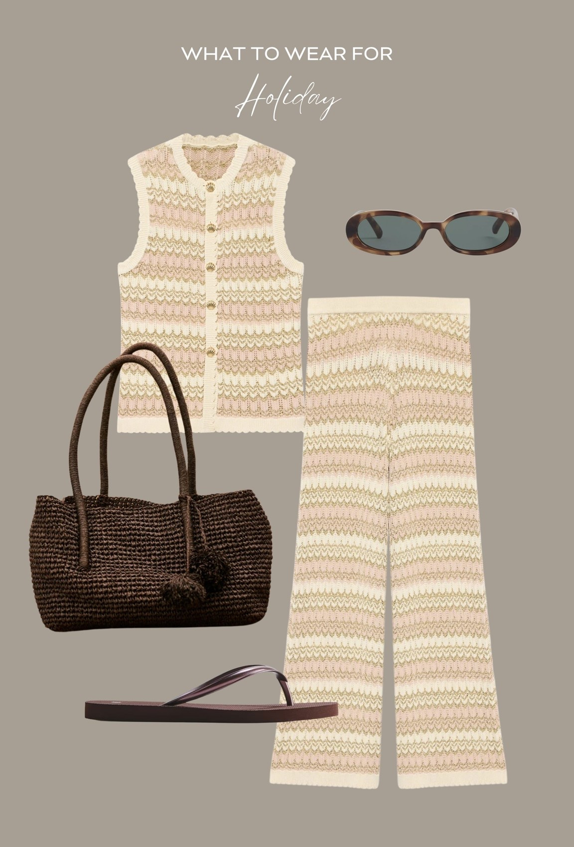 Holiday outfit inspo ☀️ 

Mint velvet, vacation style, co-ord matching set, brown straw bag, flip flops

#LTKsummer