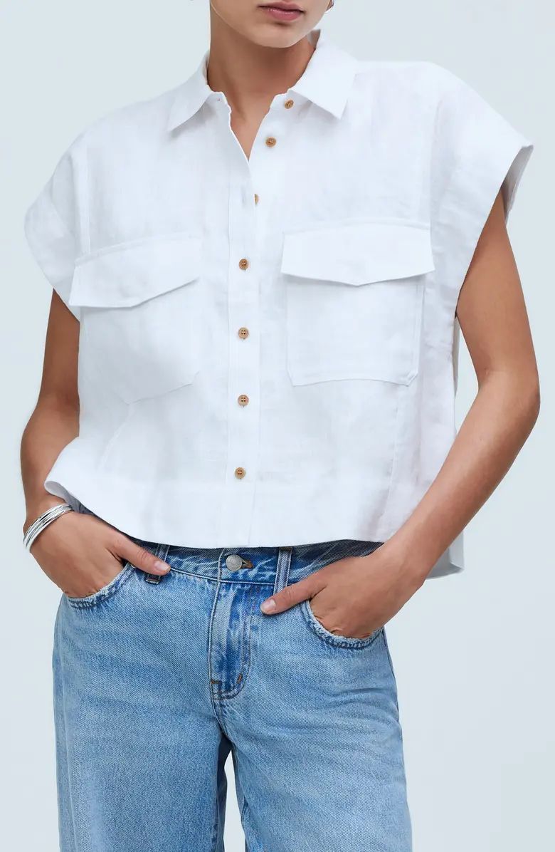 Flap Pocket Linen Button-Up Shirt | Nordstrom