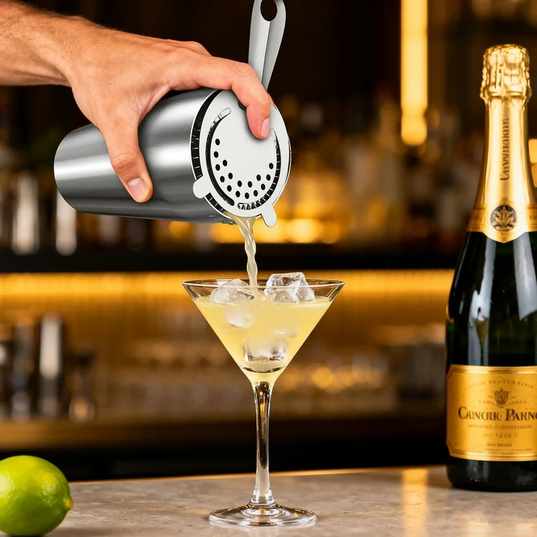 TINANA 6 PCS Cocktail Shaker Set, 25oz Shaker, Strainer, Muddler, Jigger, Mixing Spoon, Pour Spou... | Walmart (US)