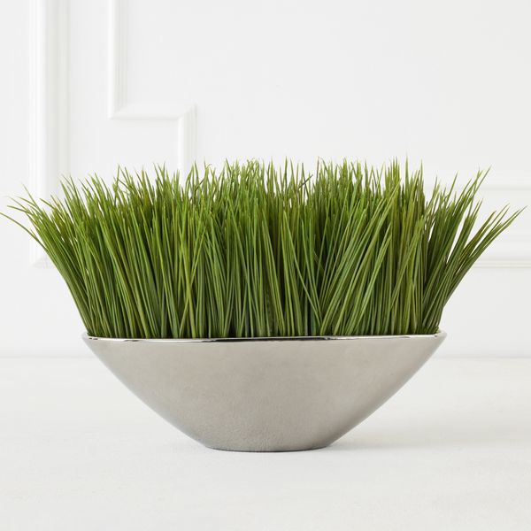 Faux Grass In Silver Pot | Z Gallerie